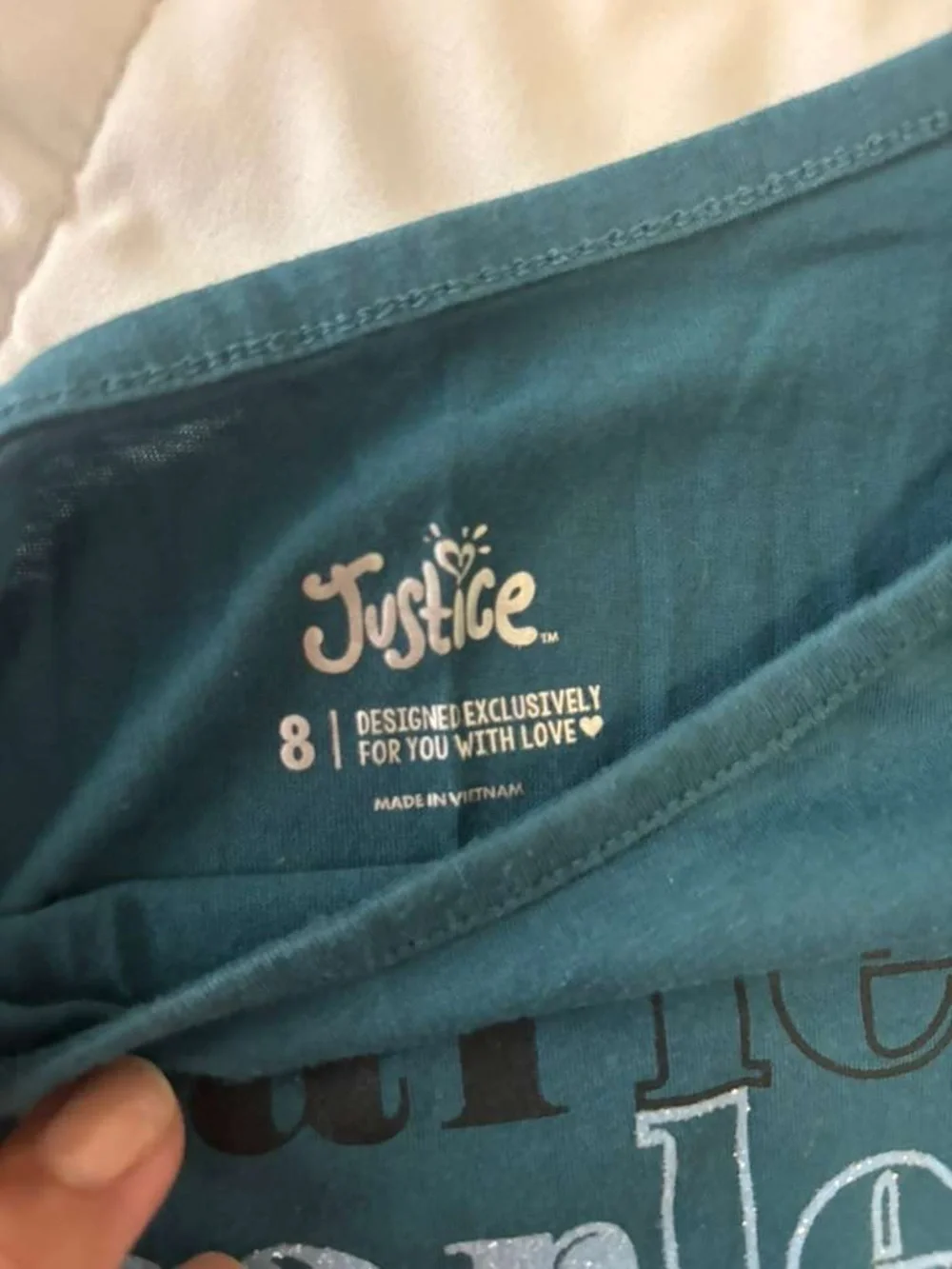 Justice Teal Long-Sleeve 'Fearless' Tie-Front Top